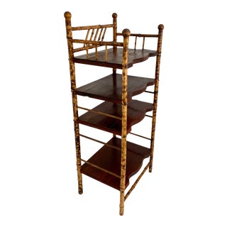 Antique English Burnt Bamboo Etagere For Sale