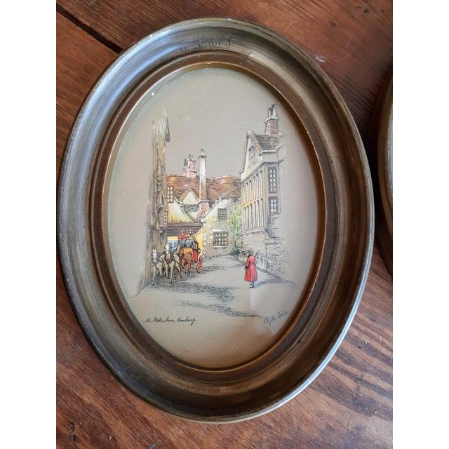 Coffee Clyde Cole Lithograph Print Oval English Art Pair For Sale - Image 8 of 8