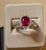 2.5 Carat Oval Treated Ruby & 2 ct Diamond Ring 14 Karat White Gold Size 7.25 For Sale - Image 18 of 18
