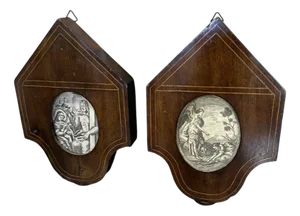 Decorative Temple Frame Prints, 1800s, Set of 2
