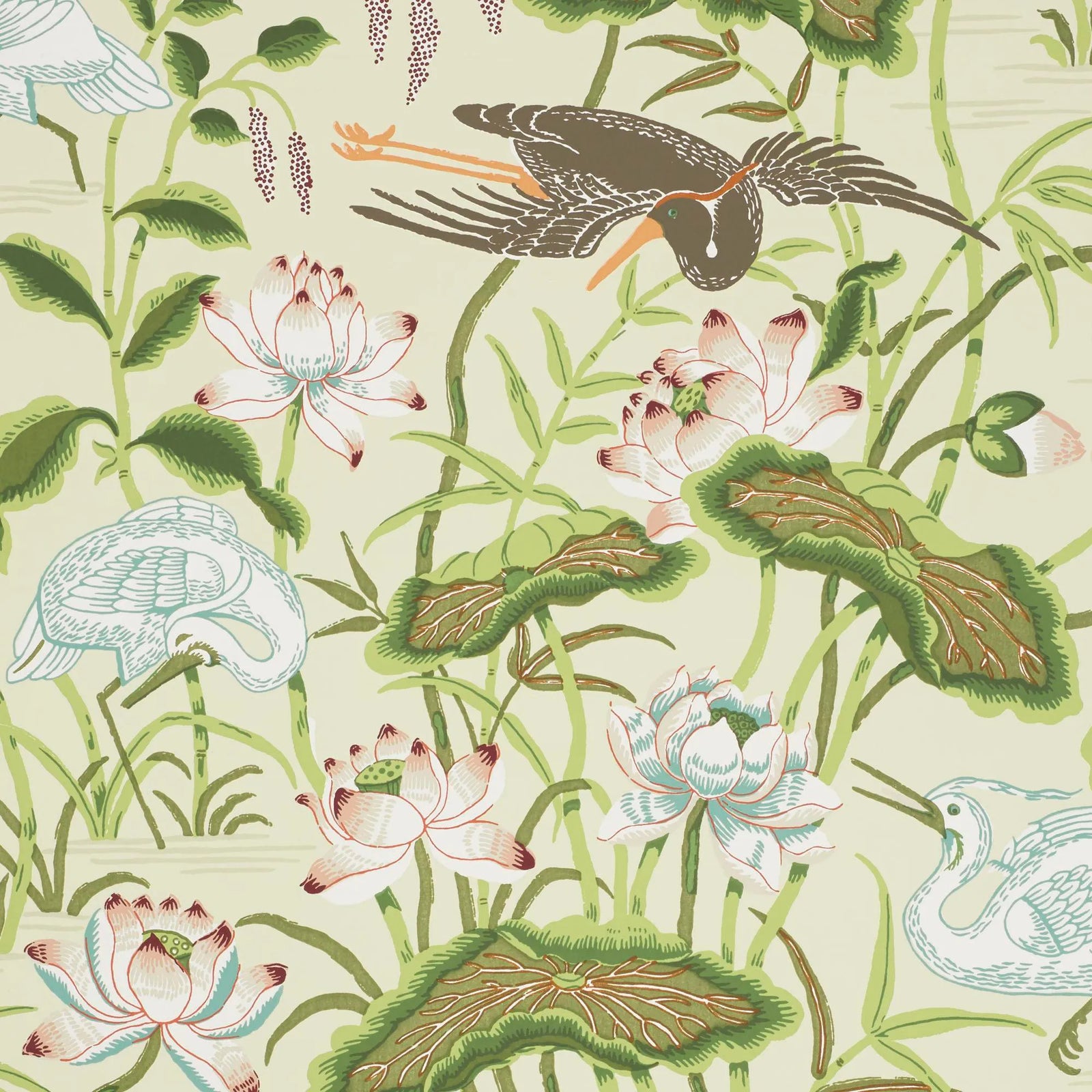 Schumacher Lotus Garden Wallpaper in Parchment | Chairish