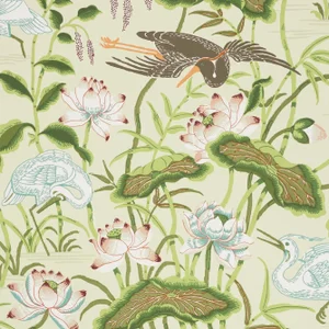 Schumacher Lotus Garden Wallpaper in Parchment