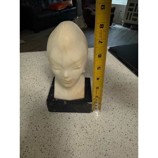 Early 20th Century Italian Marble Bust of Girl Child Italian Art Deco Alabaster For Sale In Atlanta - Image 6 of 7