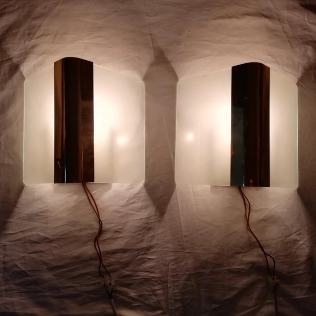 Glass & Metal Metalarte Sconces, 1970s, Set of 2 For Sale - Image 14 of 15