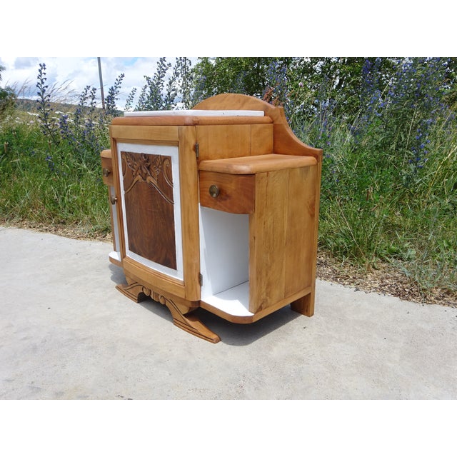 Large Art Deco Bedside Table in Light Wood, 1930s For Sale - Image 12 of 17