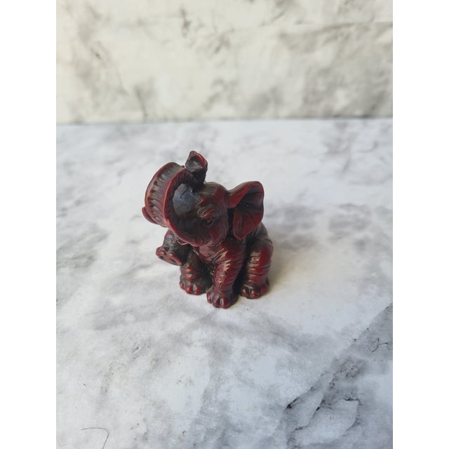 Japanese Red Boxwood Japanese Netsuke Elephant For Sale - Image 3 of 14