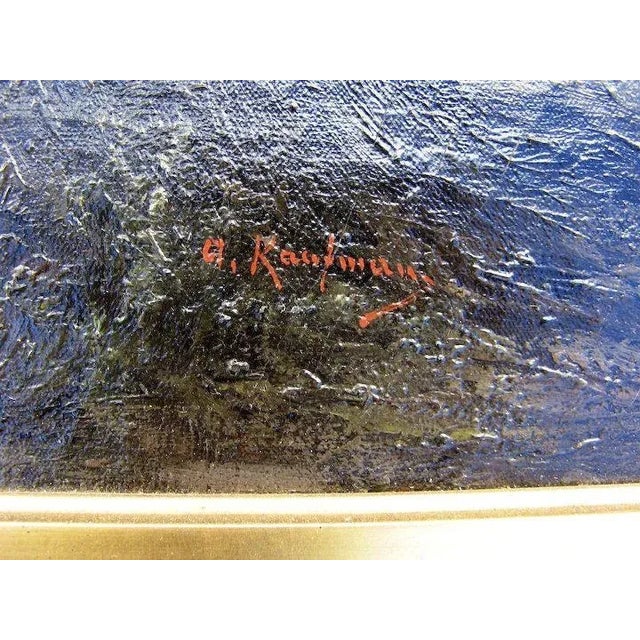 Late 19th Century "Sheep Herder" Landscape Oil Painting by Adolf Kaufmann, Framed For Sale - Image 9 of 12