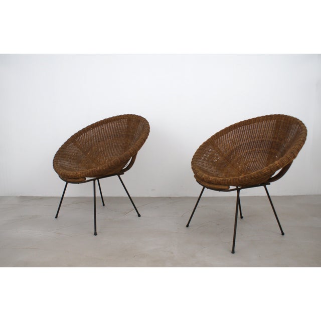 Wicker Armchairs, Italy, 1960s, Set of 2, in Very Good conditions. Designed 1960 to 1969