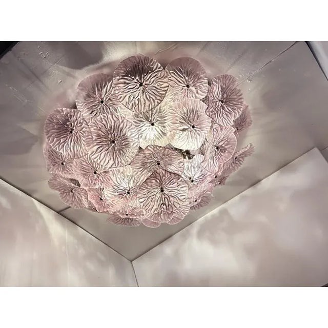 Contemporary Ametista Floral Murano Style Glass Flush Mount by Simoeng For Sale - Image 3 of 6