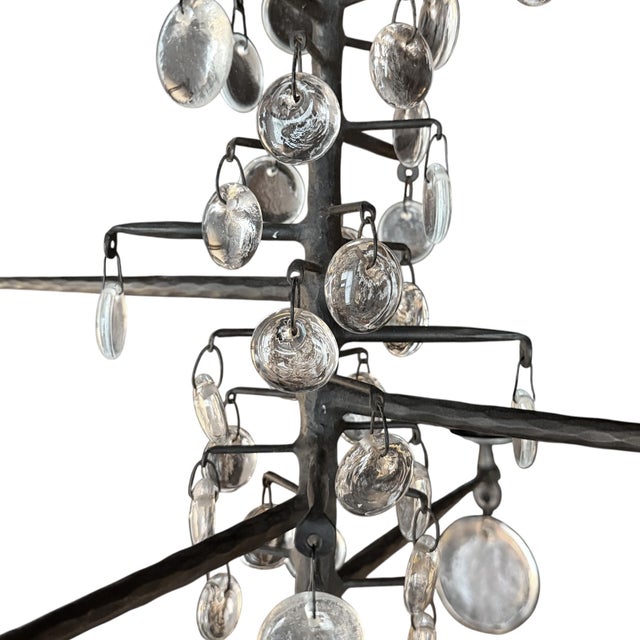 Black Eleven Arm Chandelier by Erik Höglund for Boda Glasbruk, Sweden For Sale - Image 8 of 17