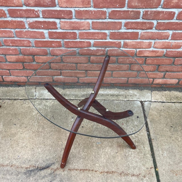 Pair of Mid Century Modern Forest Wilson Walnut and Glass Side Tables For Sale In Cleveland - Image 6 of 11