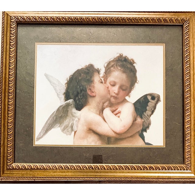 Metal Gilded Framed Vintage Gallery Print of Bouguereau's "The First Kiss" For Sale - Image 7 of 8