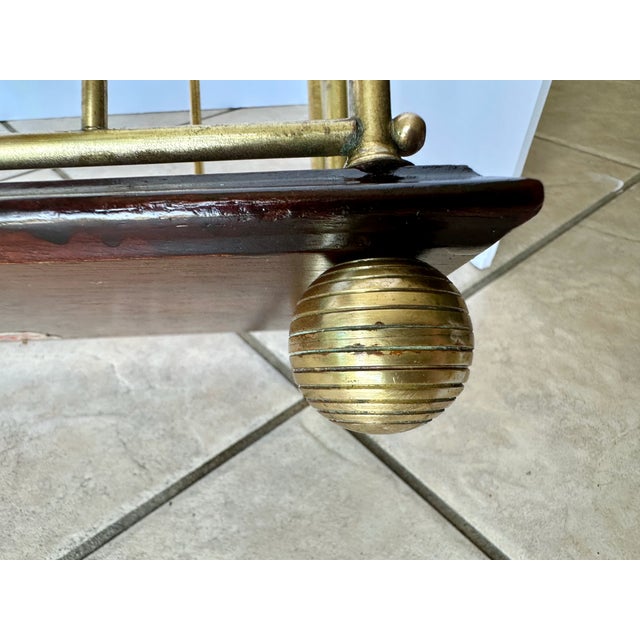 English Victorian Brass Wood Newspaper Magazine Rack For Sale - Image 16 of 18