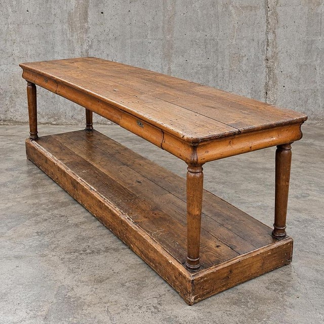 Brown Antique French Drapers Table in Pine, 1900s, Set of 2 For Sale - Image 8 of 8