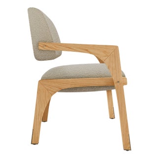 Arches Dining Chair in Grey Bouclé and Oak from Insidherland For Sale