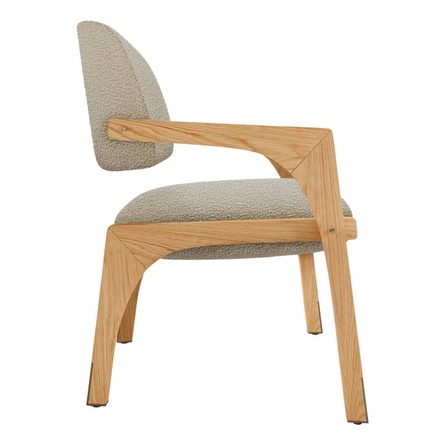 Arches Dining Chair in Grey Bouclé and Oak from Insidherland For Sale