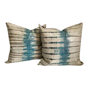 Contemporary Modern Tie-Dye Leather Pillow Covers- a Pair