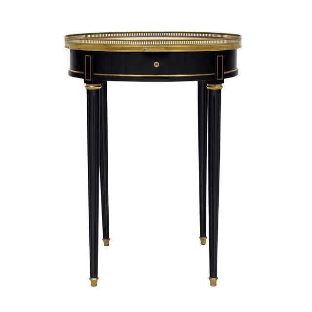 Louis XVI Style Ebonized Bouillotte Table With Carrara Marble Top For Sale - Image 4 of 9