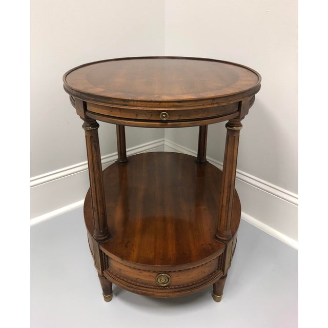 Vintage Mid Century Banded Walnut Oval End Side Table by Heritage