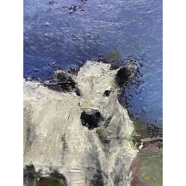 Early 21st Century Starry Sky by Elsa Sroka | Oil on Panel Painting of a white calf under a starry sky For Sale - Image 5 of 5