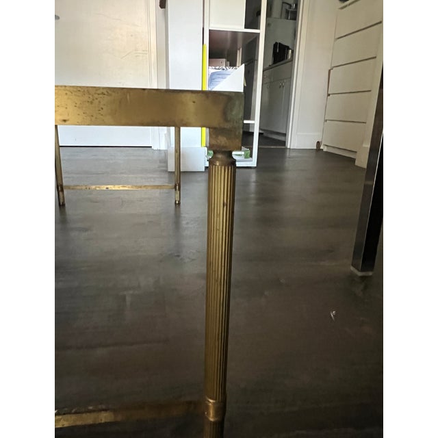 Metal Vintage Mid-Century Brass and Glass Nesting Tables For Sale - Image 7 of 11