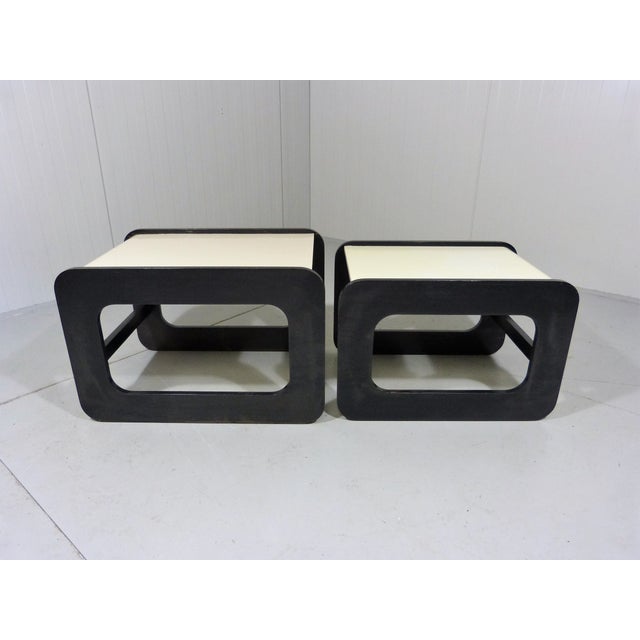 Wood Black and White Side Tables, 1960s, Set of 2 For Sale - Image 7 of 18
