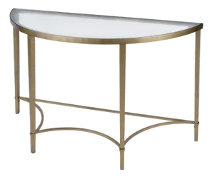 Monica 50 in. W Demilne Glass and Metal Console Table, Antique Gold