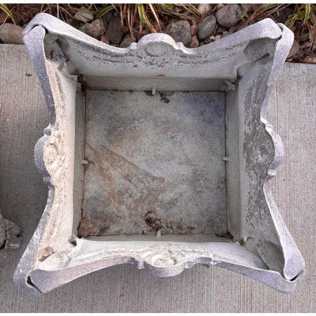 Antique French Rococo Cast Iron Jardinieres Planters, a Pair For Sale - Image 12 of 12