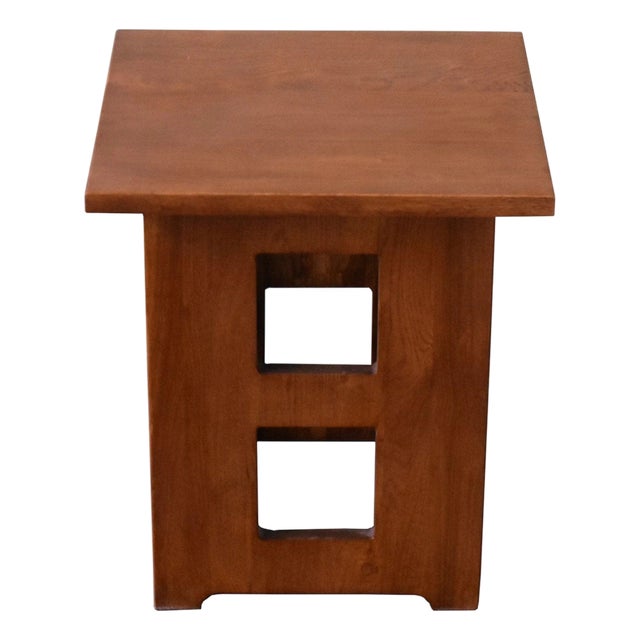 Mission Solid Oak Square End Table With Cut Outs - Michael's Cherry (Mc1) For Sale