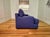 Italian Custom Modern Upholstered Sofa in Italian Blue Felted Wool With Luggage Stitching For Sale - Image 3 of 3