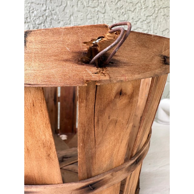 Mid 20th Century Vintage Early-Mid 1900s Rustic Farmhouse Harvest Wooden Produce Bushel Basket For Sale - Image 5 of 12