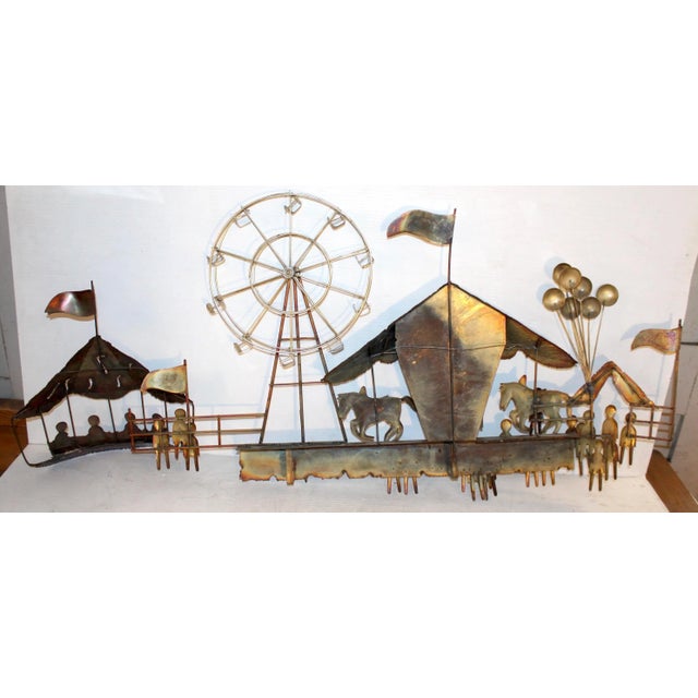 Vintage Carnival Scene Copper Wall Art For Sale - Image 9 of 9