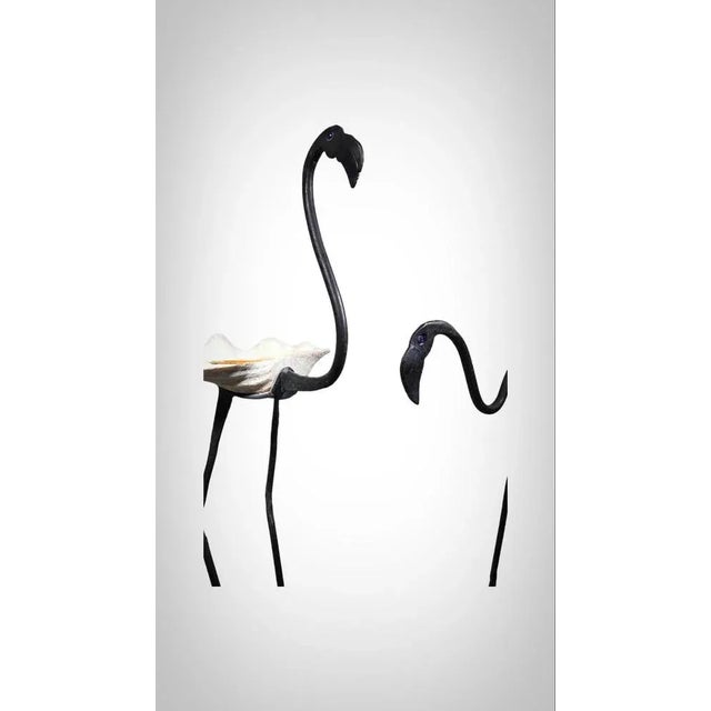 Metal Life Size Flamingo Sculptures in Wrought Iron, 1940s, Set of 2 For Sale - Image 7 of 13