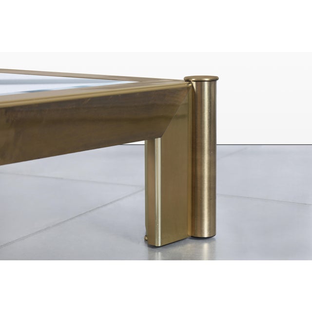 Brass Vintage Brass and Glass Coffee Table Attributed to Mastercraft For Sale - Image 8 of 14