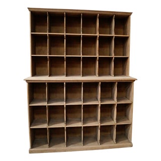 Victorain Country Kitchen Washed Oak Pigeon Hole Cabinet, 1880s For Sale