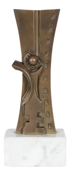 Mid-Century Modern Sculpture in Patinated Bronze and Marble by S. Monachesi
