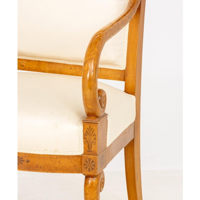 French Empire Style Walnut Armchairs, Pair For Sale In New York - Image 6 of 7
