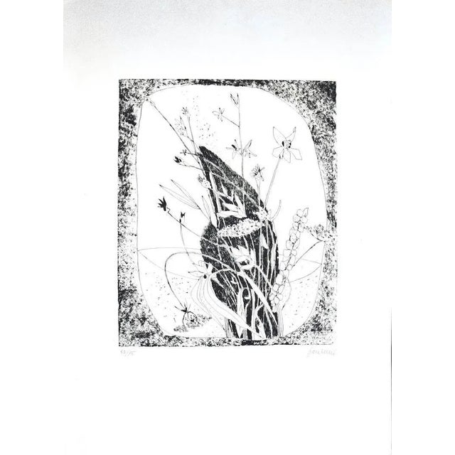 Flowers is a beautiful original etching by the Italian artist Paulucci. Signed on the lower right margin. Edition, 43/75...