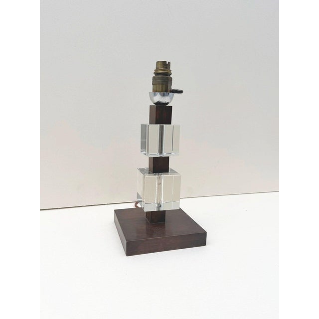 Metal Vintage Art Deco Lamp Base in Wood and Glass, France, 1930 For Sale - Image 7 of 7