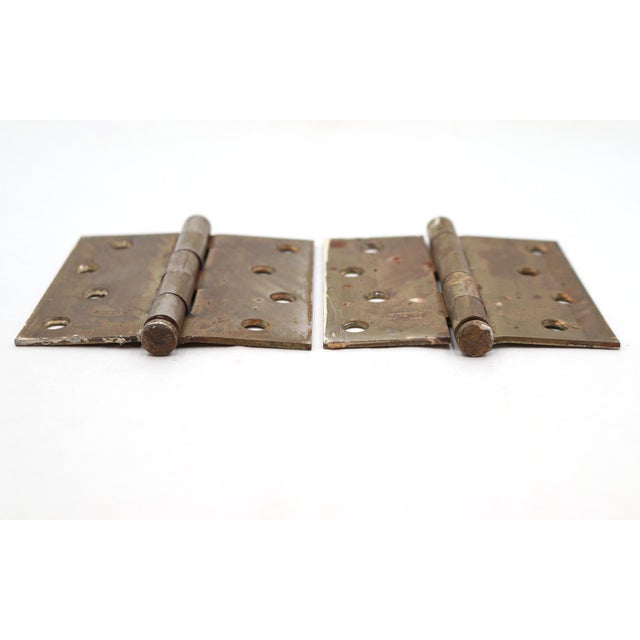 Pair of Vintage 4 X 4 In. Brass Plated Steel Door Hinges For Sale - Image 4 of 6