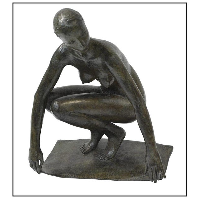 The artwork here, "Crouching Nude", is a wonderful depiction of a female in a squatted pose, that is saturated with acute...