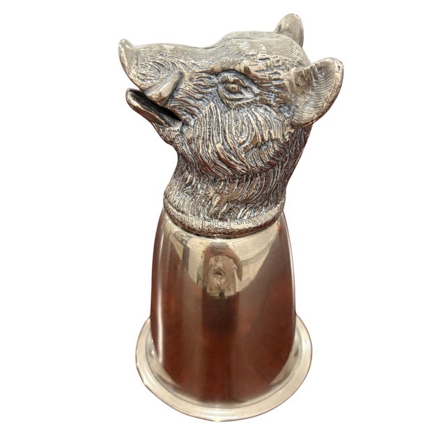 Gucci Vintage Gucci Silver-Tone Wild Boar Head Stirrup Cup For Sale - Image 4 of 8