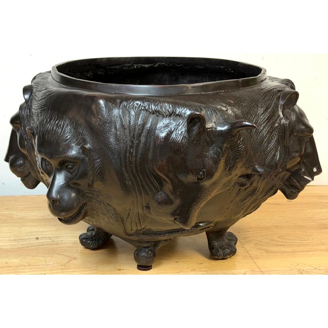 Large Meiji Japanese Bronze Zoomorphic Jardinière Attributed to Genryusai Seiya For Sale - Image 18 of 18