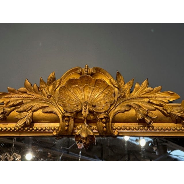 19th Century 19th Century French Transitional Giltwood Mirror For Sale - Image 5 of 6