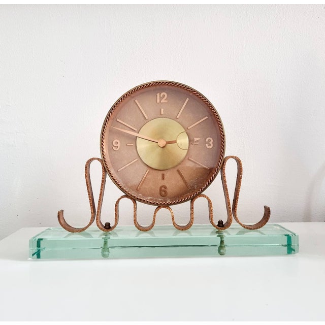 Mid-Century Italian Table Clock in Copper and Glass, Italy, 1950s For Sale - Image 11 of 11
