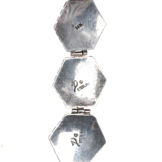 Joe Delgarito Navajo sterling/14k 6.75"-8" Adjustable link bracelet For Sale In Austin - Image 6 of 9