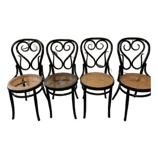 Vintage Set of 4 Bentwood Café Chairs - Model No. 4 by Sautto & Liberale Naples For Sale