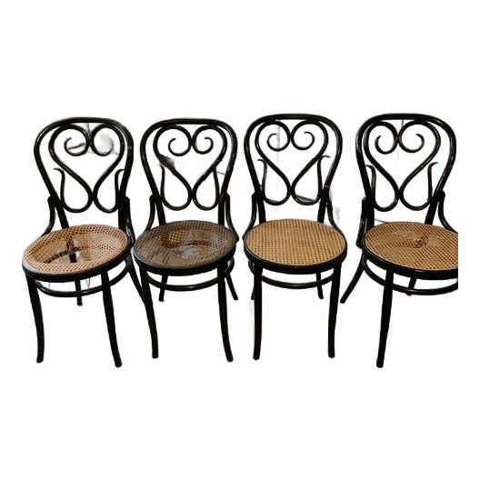 Vintage Set of 4 Bentwood Café Chairs - Model No. 4 by Sautto & Liberale Naples For Sale