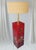 Wood Rare Vintage Chinoiserie Red Lacquered Pedestal Bird Floor Lamp With Huge Linen Shade For Sale - Image 7 of 12