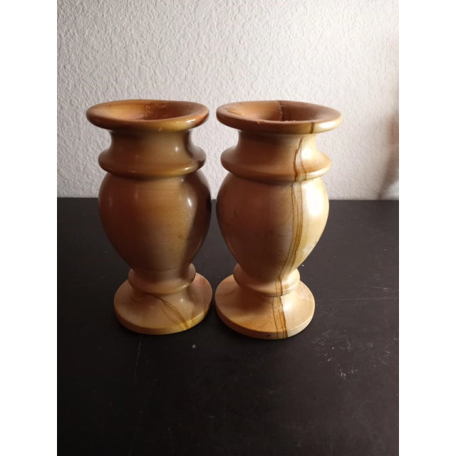 These are Solid Marble Beige 6" Vase Set of 2. Procured at auction BOX 18